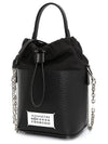 5AC Number Logo Texture Leather Bucket Bag Black - MAISON MARGIELA - BALAAN 3