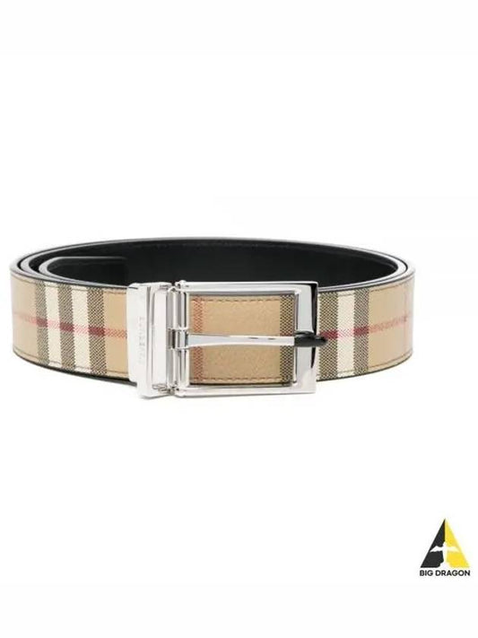 Vintage Check Pattern Leather Belt Beige - BURBERRY - BALAAN 2