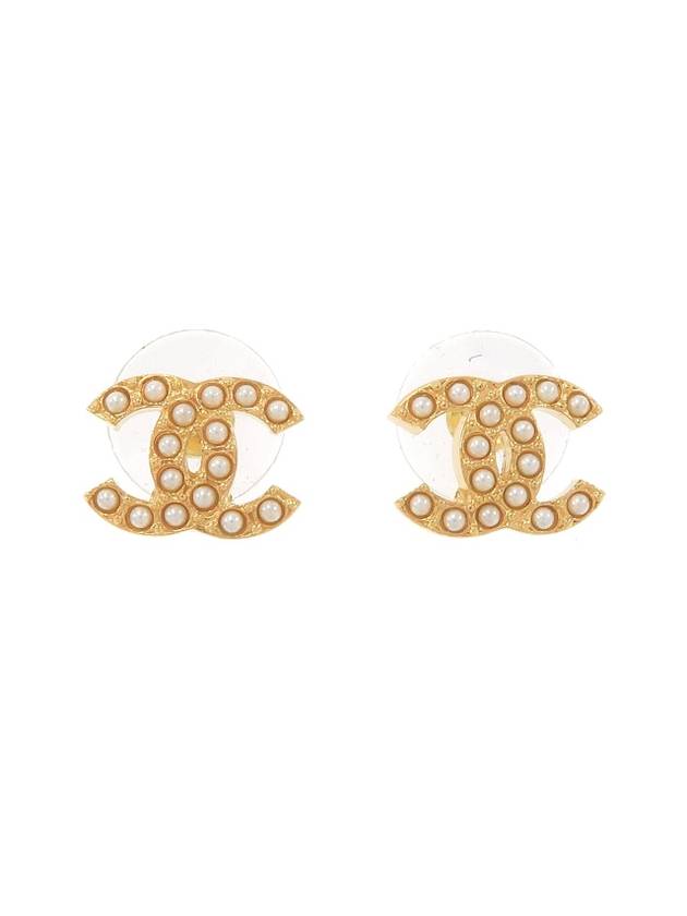 Classic CC Logo Pearl Stud Earrings Gold - CHANEL - BALAAN 1