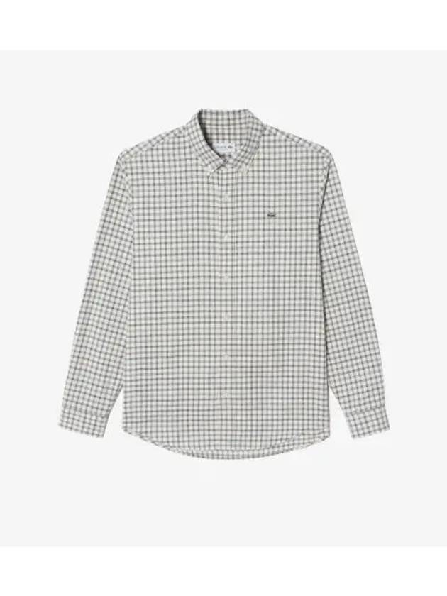 Men s Flannel Grid Shirt OFFWHITE Off White - LACOSTE - BALAAN 1