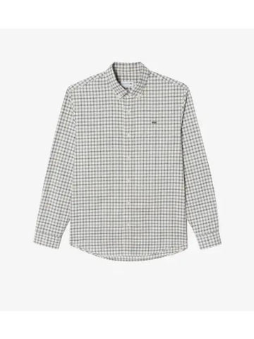 Men s Flannel Grid Shirt OFFWHITE Off White - LACOSTE - BALAAN 1