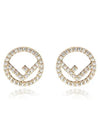 F Is Fendi Crystals Earrings Gold - FENDI - BALAAN 3