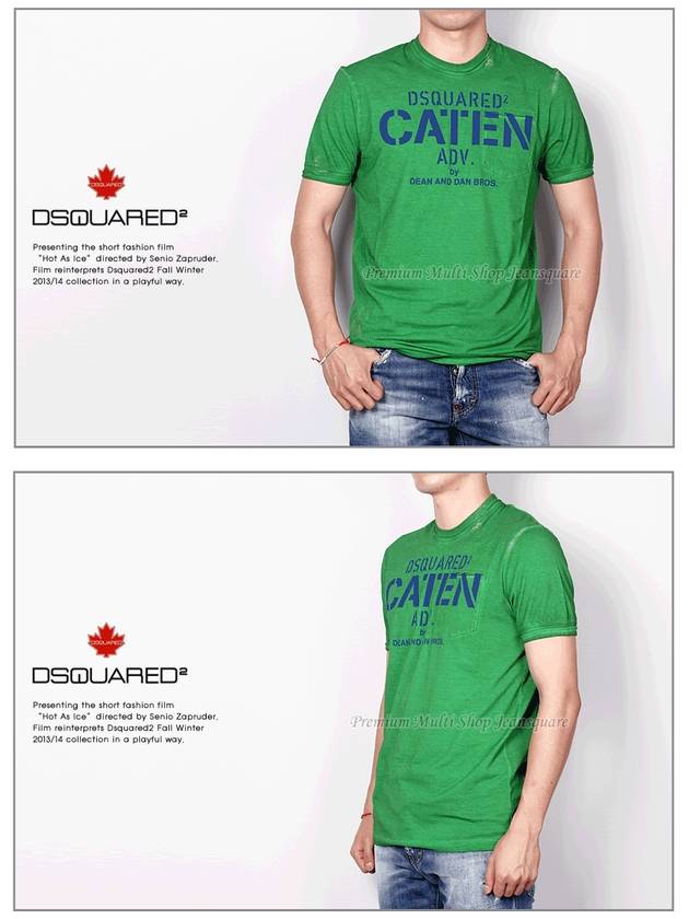 Men's CATEN Dean Dan Pocket Short Sleeve TShirt 74GC0897 Green - DSQUARED2 - BALAAN 3