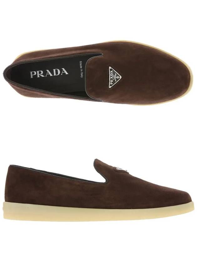 Suede Loafers Dark Brown - PRADA - BALAAN 3