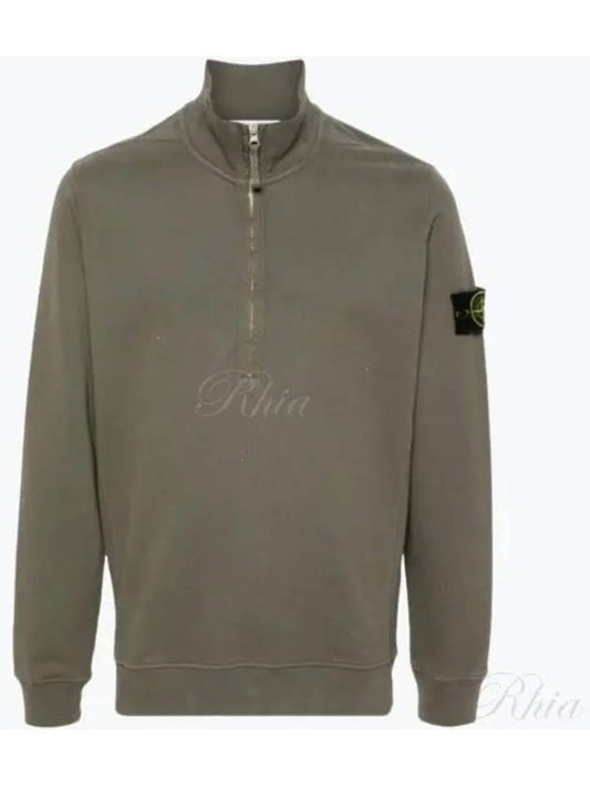 Logo Half Zipper Sweatshirt Green - STONE ISLAND - BALAAN 2