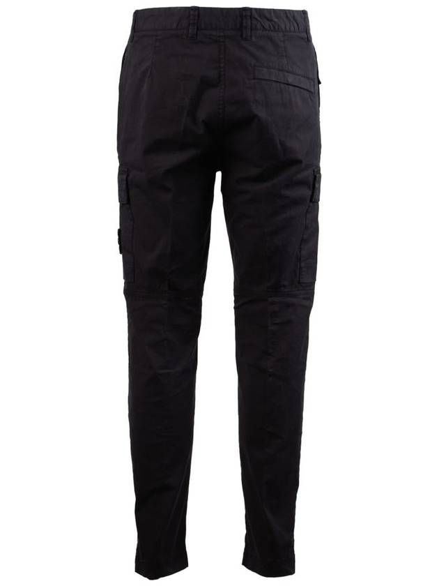 Stretch Cotton Gabardine Garment Dyed Cargo Straight Pants Navy - STONE ISLAND - BALAAN 3