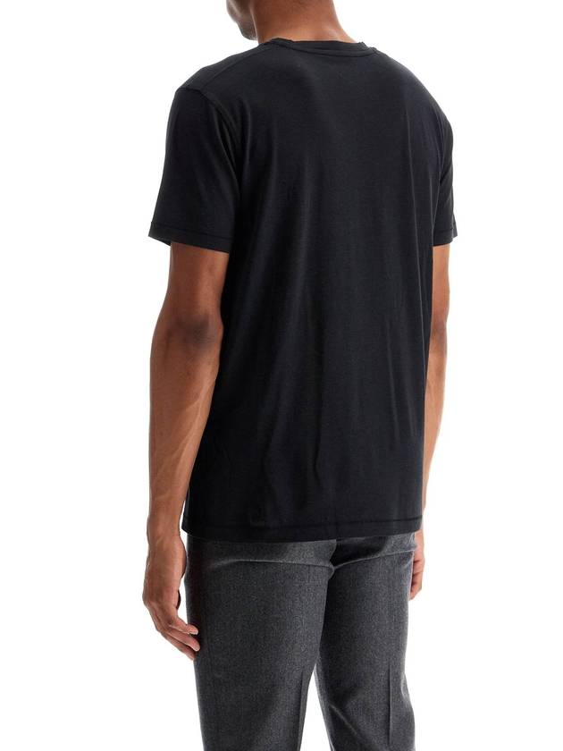 t-shirt in lyocell e cotone nero girocollo - TOM FORD - BALAAN 3