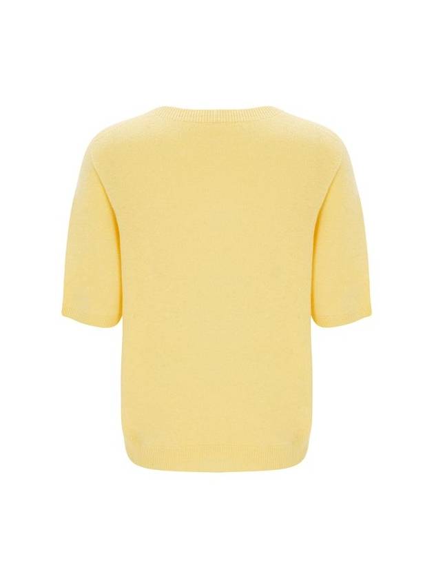 100% Wool Round Neck Sleeve Sweater Yellow C3KPO74YE - CALLAITE - BALAAN 7