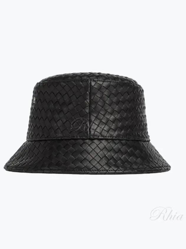 Intrecciato Leather Bucket Hat Black - BOTTEGA VENETA - BALAAN 2