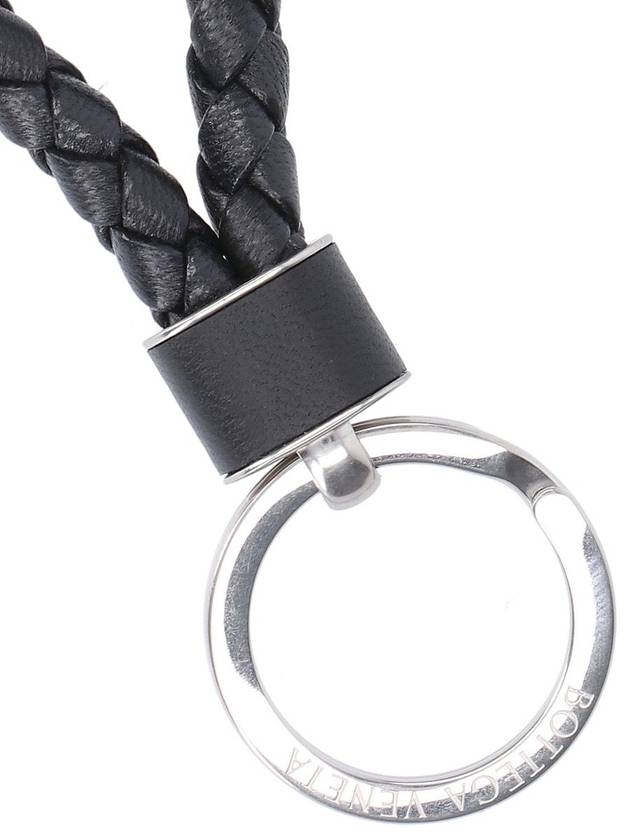 Intrecciato Leather Key Holder  Black - BOTTEGA VENETA - BALAAN 4