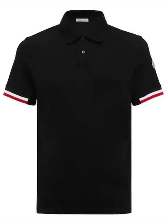 Logo Cotton Pique Polo Short Sleeve Shirt Black - MONCLER - BALAAN 1