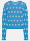 Women's Polka Dot Long Sleeve Knit Top Blue - MAISON MARGIELA - BALAAN.