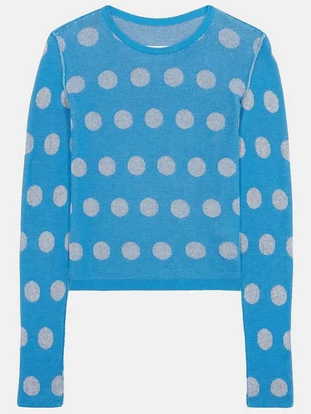 Women's Polka Dot Long Sleeve Knit Top Blue - MAISON MARGIELA - BALAAN.