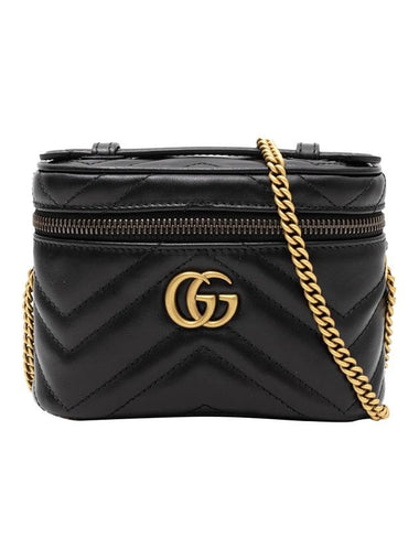 Women's GG Marmont Top Handle Mini Cross Bag Black - GUCCI - BALAAN 1