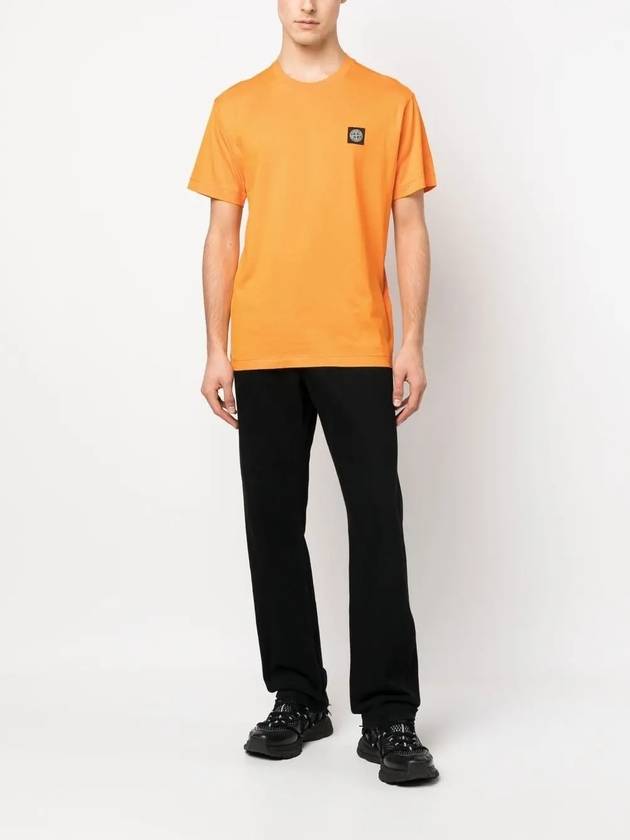 Logo Patch Cotton Short Sleeve T-Shirt Orange - STONE ISLAND - BALAAN 6