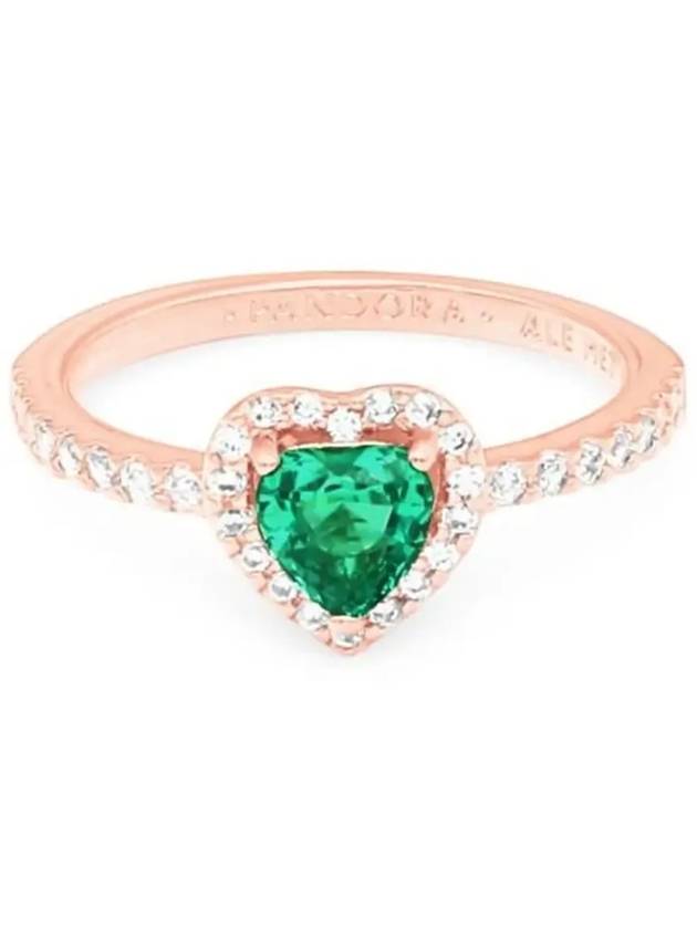 Sparkling Elevated Green Heart Ring Rose Gold - PANDORA - BALAAN 4