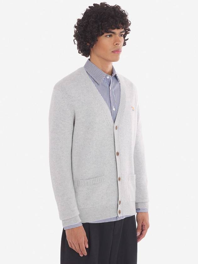 Baby Fox Patch V-neck Cardigan Light Grey - MAISON KITSUNE - BALAAN 4