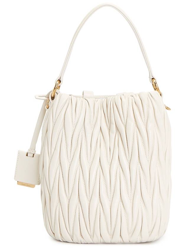 Matelasse Nappa Leather Bucket Bag White - MIU MIU - BALAAN 5