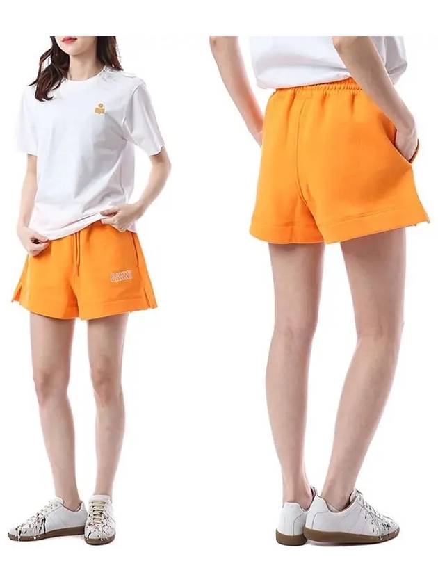logo banding shorts orange - GANNI - BALAAN.