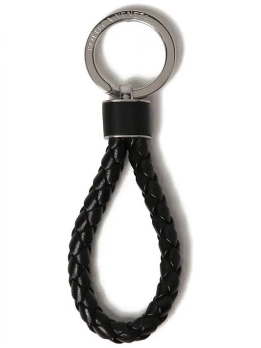 Intrecciato Leather Key Holder  Black - BOTTEGA VENETA - BALAAN 2