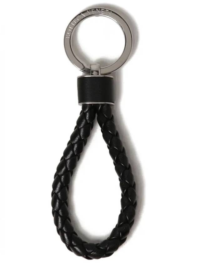 Intrecciato Leather Key Holder  Black - BOTTEGA VENETA - BALAAN 3