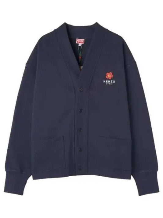 Bokeh flower logo cardigan midnight blue - KENZO - BALAAN 1