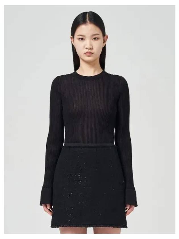 Cuff detail see through ribbed pullover knit black domestic product GM0023112872769 - JUUN.J - BALAAN 1