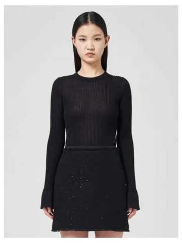 Cuff detail see through ribbed pullover knit black domestic product GM0023112872769 - JUUN.J - BALAAN 1