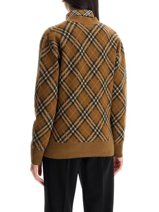 Check Wool Mohair Blend Cardigan Brown - BURBERRY - BALAAN 4