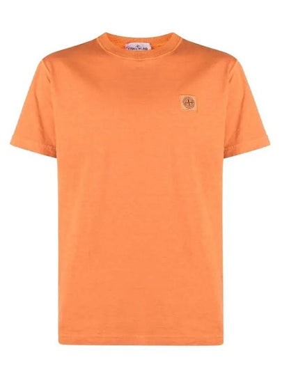 Pisato Effect Logo Patch Short Sleeve T-Shirt Orange - STONE ISLAND - BALAAN 2