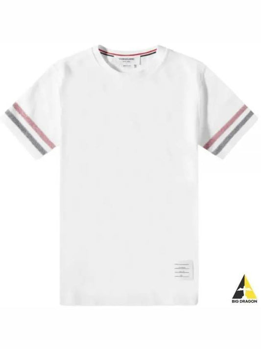 RWB Striped Short Sleeve White MJS204A 100 - THOM BROWNE - BALAAN 1