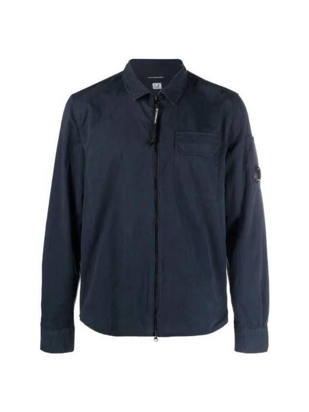 Lens Wappen Gabardine Shirt Zip-up Jacket Navy - CP COMPANY - BALAAN 1