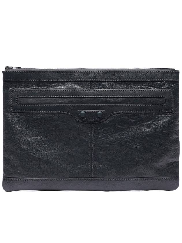classic leather clutch bag gray - BALENCIAGA - BALAAN.