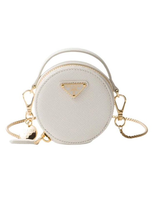 Saffiano Leather Mini Pouch White - PRADA - BALAAN 1