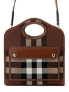 Mini Knit Check Leather Pocket Tote Bag Brown - BURBERRY - BALAAN 2