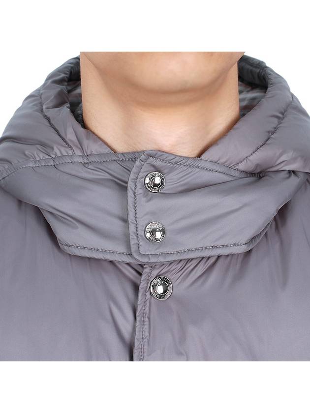 Men's 4 Bar Button Down Hooded Padding Grey - THOM BROWNE - BALAAN 7