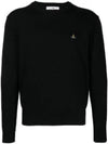 ORB Embroidered Crew Neck Knit Top Black - VIVIENNE WESTWOOD - BALAAN 2