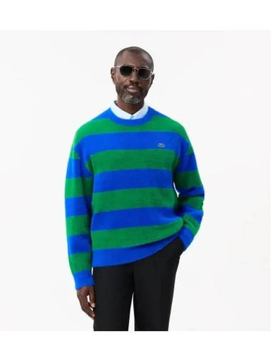 Men s Double Face Striped Pullover Blue Green - LACOSTE - BALAAN 1