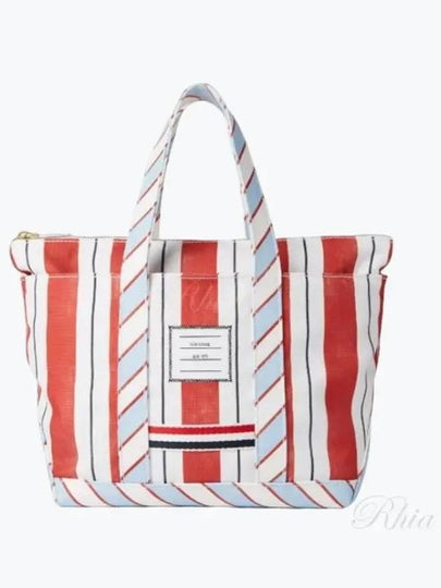 Wash Striped Small Tool Canvas Tote Bag Red - THOM BROWNE - BALAAN 2