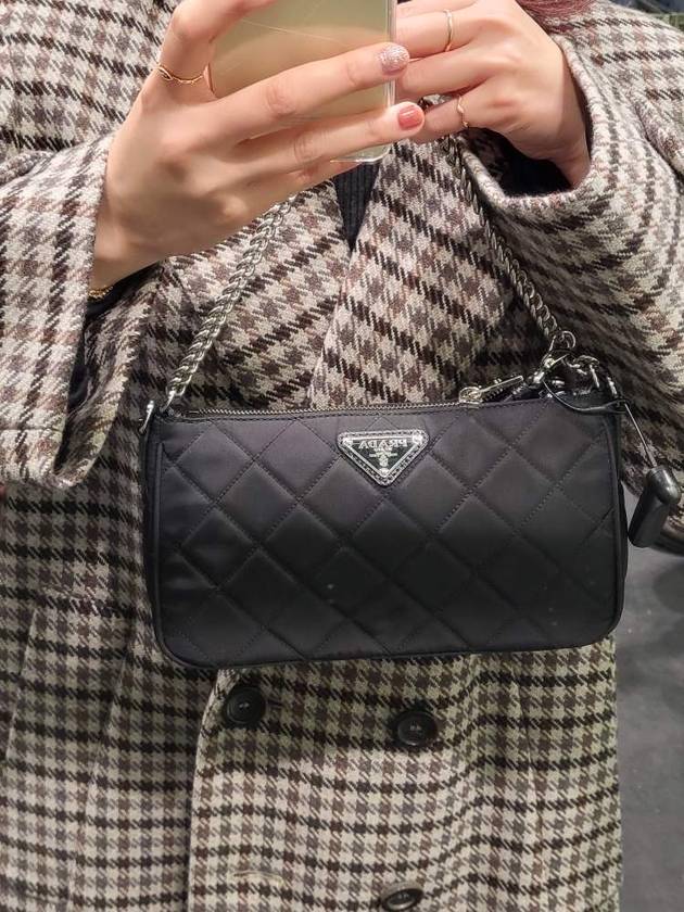 Tessuto Quilted Chain Shoulder Bag Black - PRADA - BALAAN 5