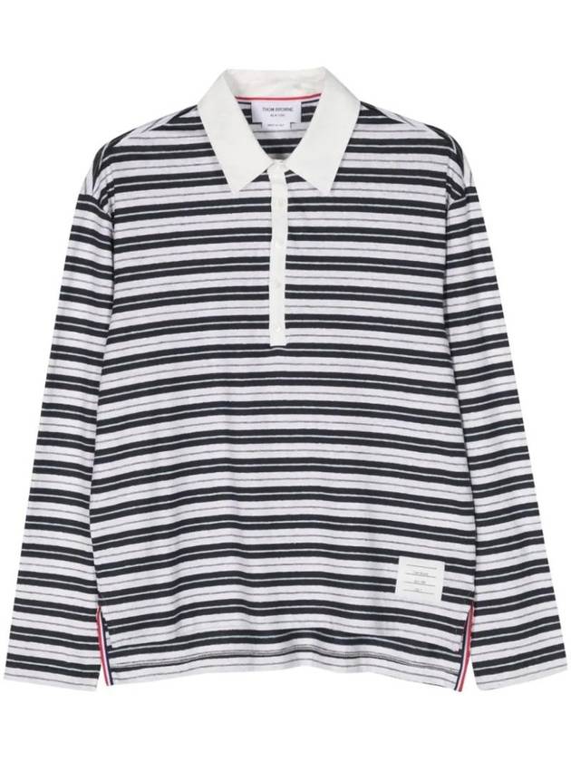 striped long sleeve polo shirt MJP190AJ0120 - THOM BROWNE - BALAAN 1