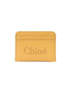 Sense Embroidered Logo Calfskin Card Wallet Yellow - CHLOE - BALAAN 1