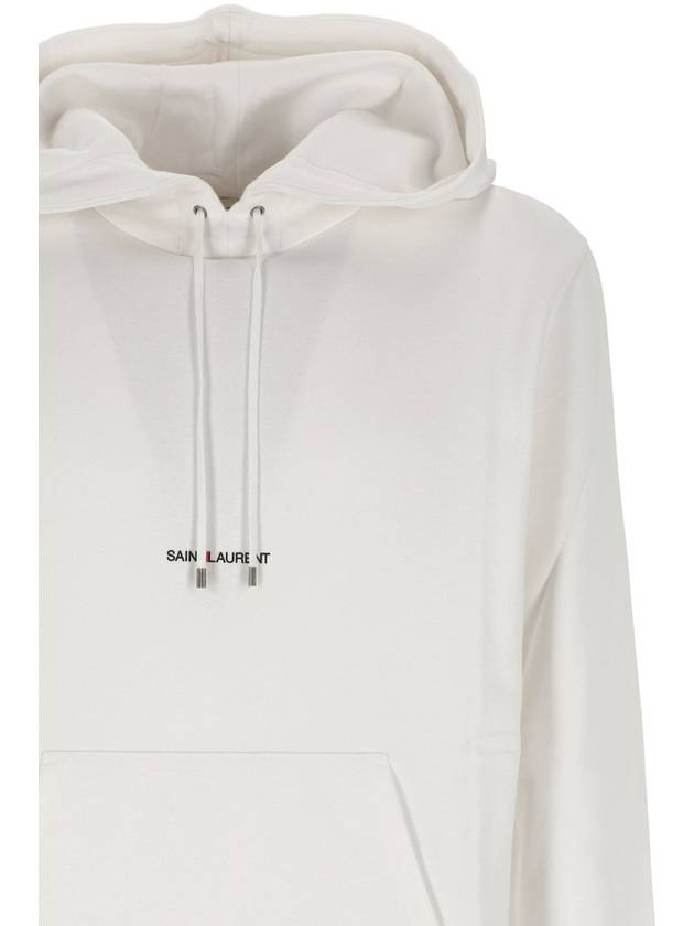 Men's Chest Small Logo Hoodie White - SAINT LAURENT - BALAAN 4