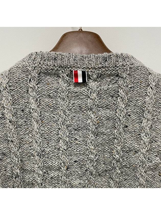 Donegal Twist Cable 4-Bar Classic Crewneck Knit Top Light Grey - THOM BROWNE - BALAAN 6