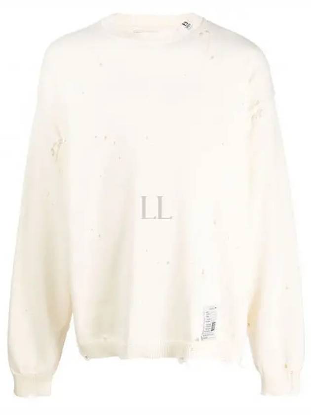 J10SW502 White Distressed Sweatshirt - MIHARA YASUHIRO - BALAAN 1