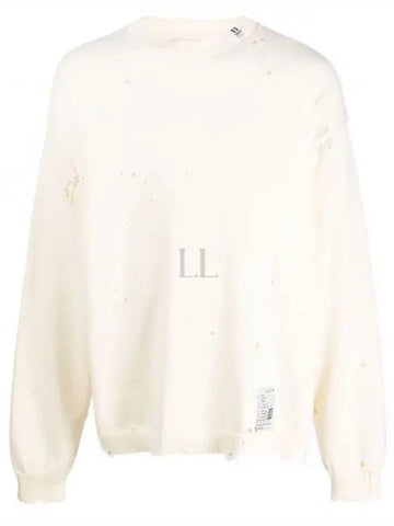 J10SW502 White Distressed Sweatshirt - MIHARA YASUHIRO - BALAAN 1