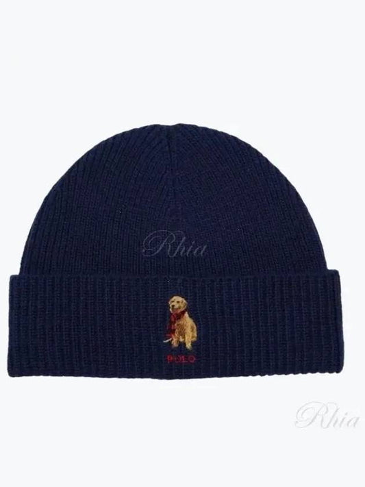 Golden Retriever Embroidery Wool Beanie Navy - POLO RALPH LAUREN - BALAAN 2