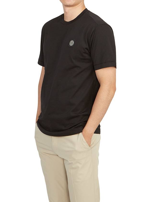 Slimfit Cotton Jersey Short Sleeve T-shirt Black - STONE ISLAND - BALAAN 6