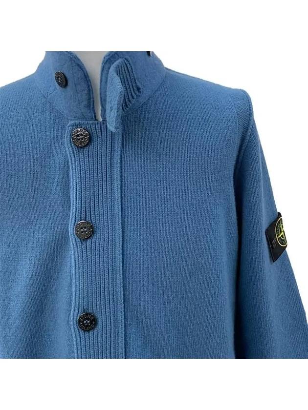 Wappen High Neck Button Up Wool Cardigan Blue - STONE ISLAND - BALAAN 6