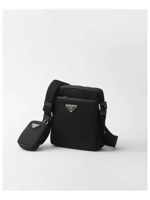 Triangle Logo Re-Nylon Saffiano Leather Cross Bag Black - PRADA - BALAAN 3